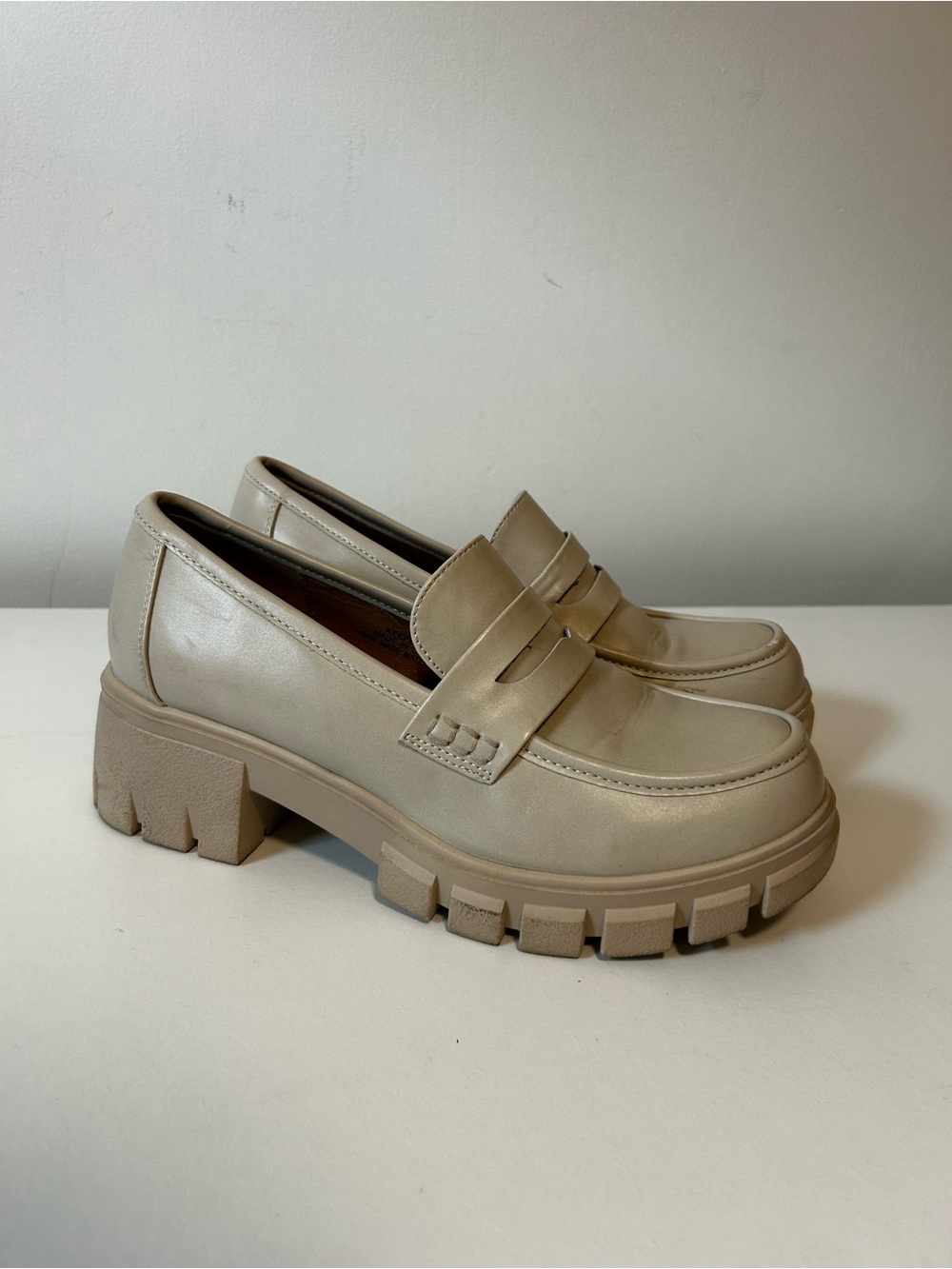 Corkys Chunky Beige Penny Loafers
